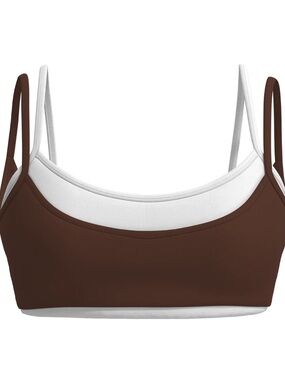 NWT Liaison The Label Layered Scoop Bra Mocha Brown White Small